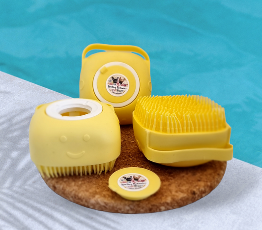 Yellow silicone shampoo brush